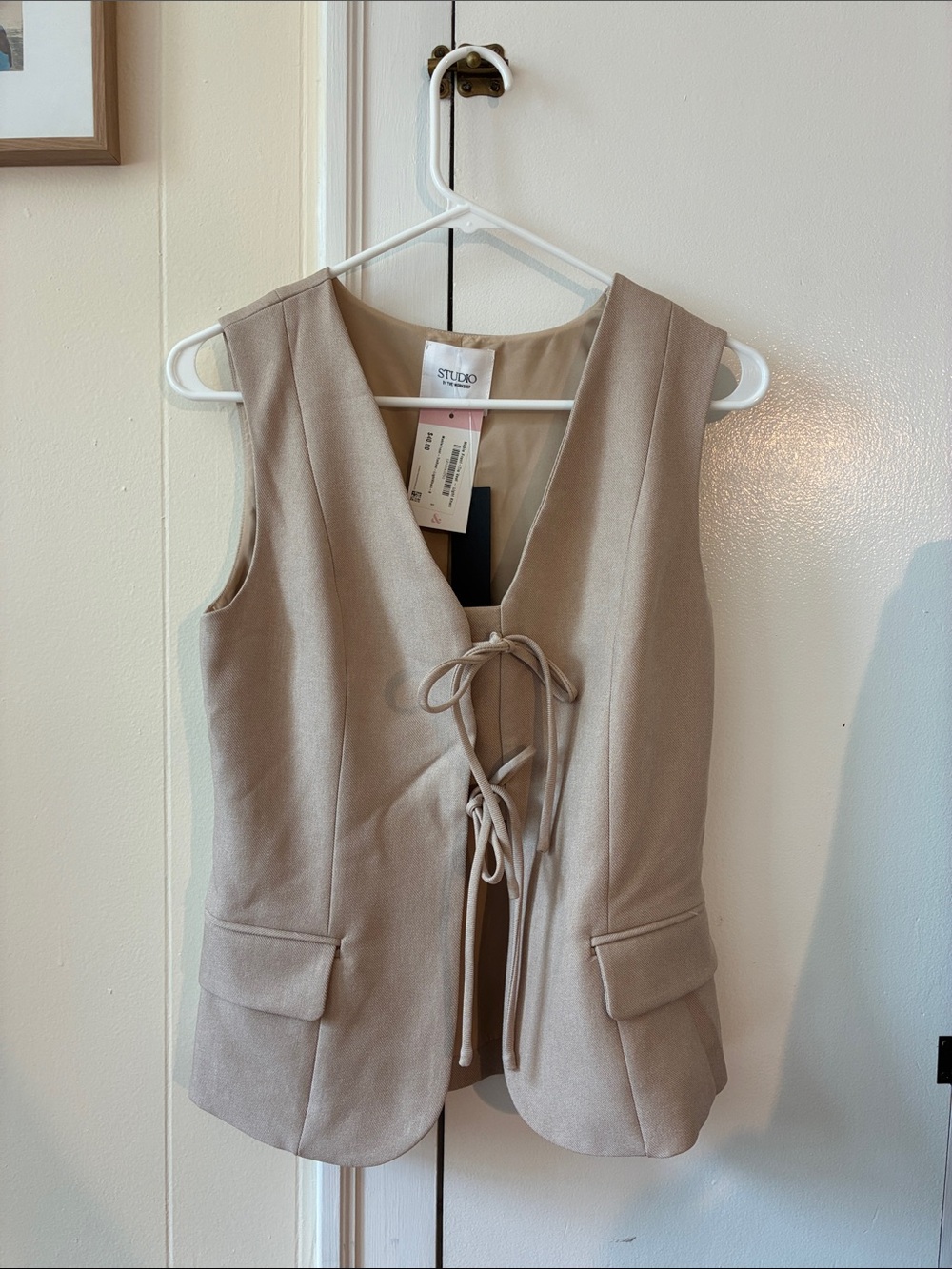 Alice & Wonder “Studio” Taupe Tie-Front Vest